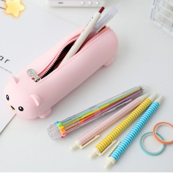 防摔便携卡通硅胶笔袋 大容量笔盒